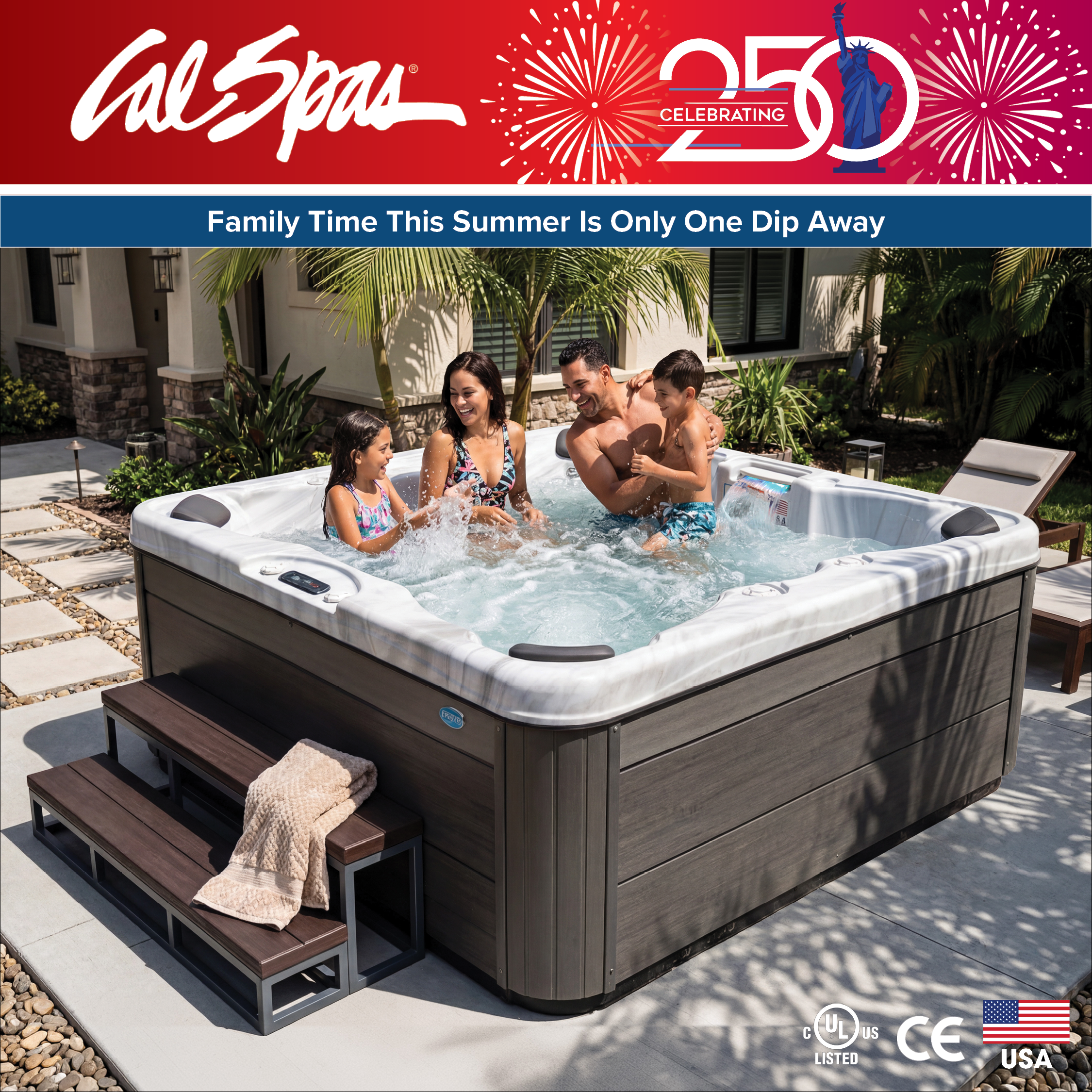 Calspas hot tub being used in a family setting - Driggs